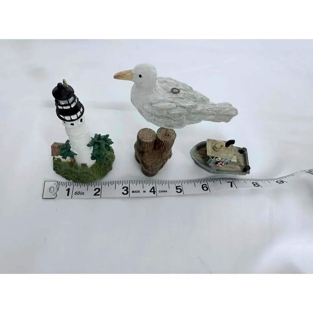 Miniature Set White‎ Seagull Lighthouse Boat Model China Figurine Ornaments